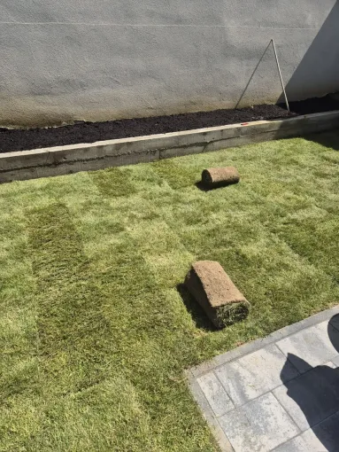 Aménagement d'une terrasse avec du vrai gazon à Nancy par SL Maçonnerie, Nancy, SL Maçonnerie